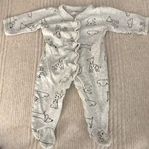 Grey animal print footie